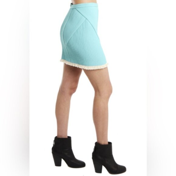 NWT PHILLIP LIM trapunto sky blue ribbed high waisted corded frill mini skirt 2 - Picture 7 of 10